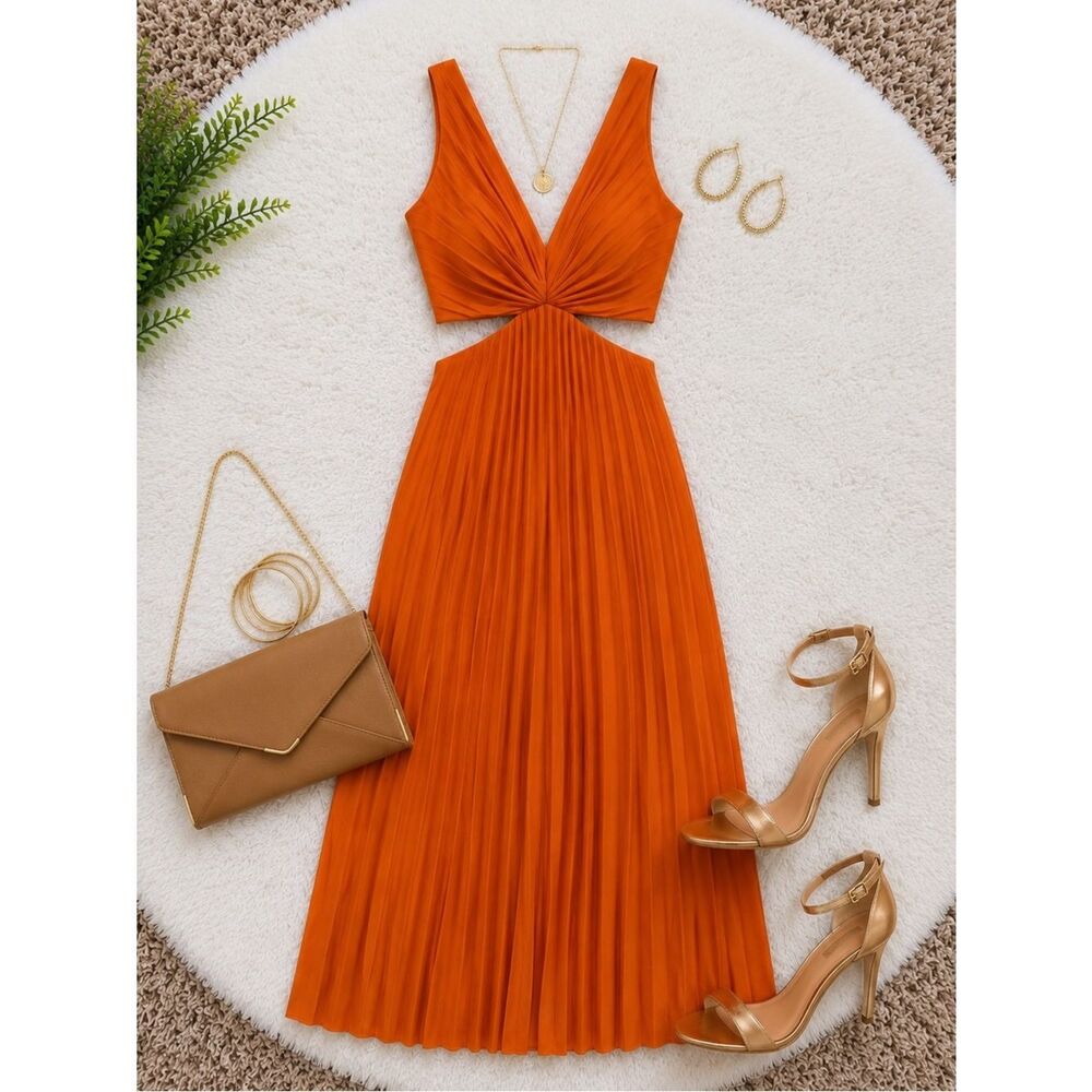 Amazon  Orange Midi Dress